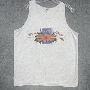 VTG Anvil Surfing Shirt Men's Size XL Heather Gray Tank Top Floral Classic Surf‎